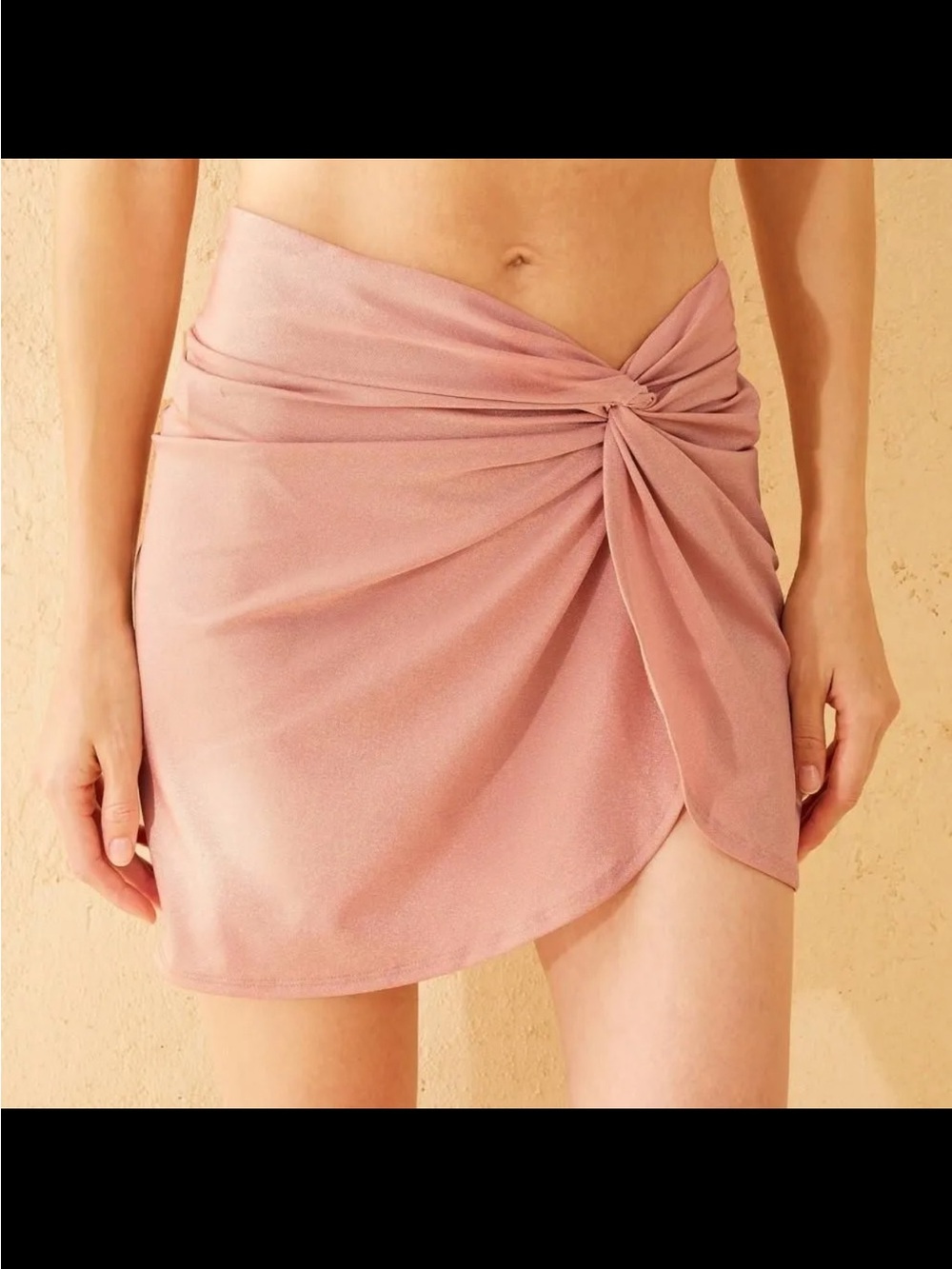 Shade & Shore Pink Twist Front Swim Skirt